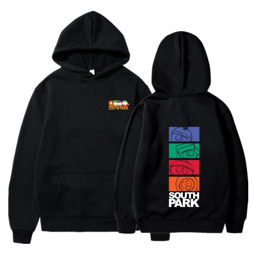2026 Neuer South Park Anime-Muster-Hoodie, modischer warmer Mantel, Herren-Hoodie für Herbst und Winter, schwarzer Street-Hoodie mit langen Ärmeln – Detail 12