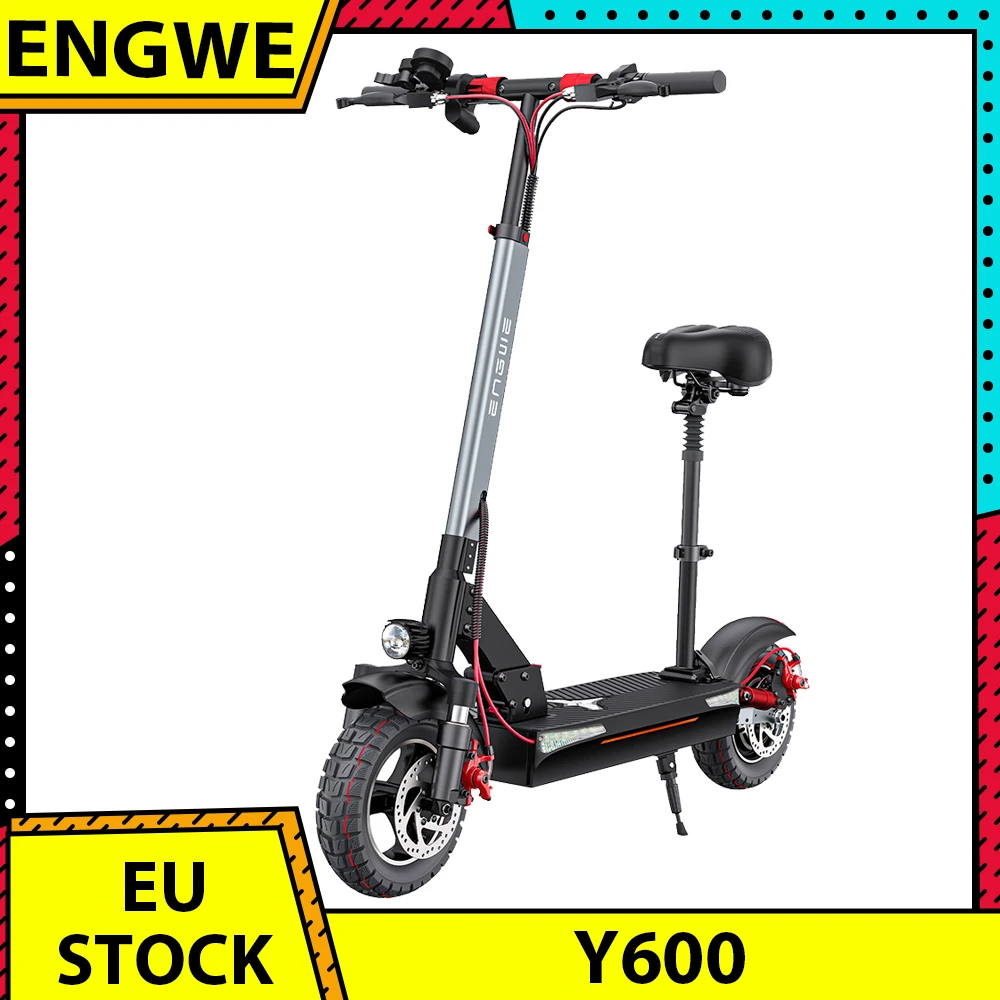 ENGWE Y600 Electric Scooter 600W Motor 48V 18.2Ah Battery 10 inch Fat Tires 25km/h Max Speed 70km Range Mechanical Disc Brake