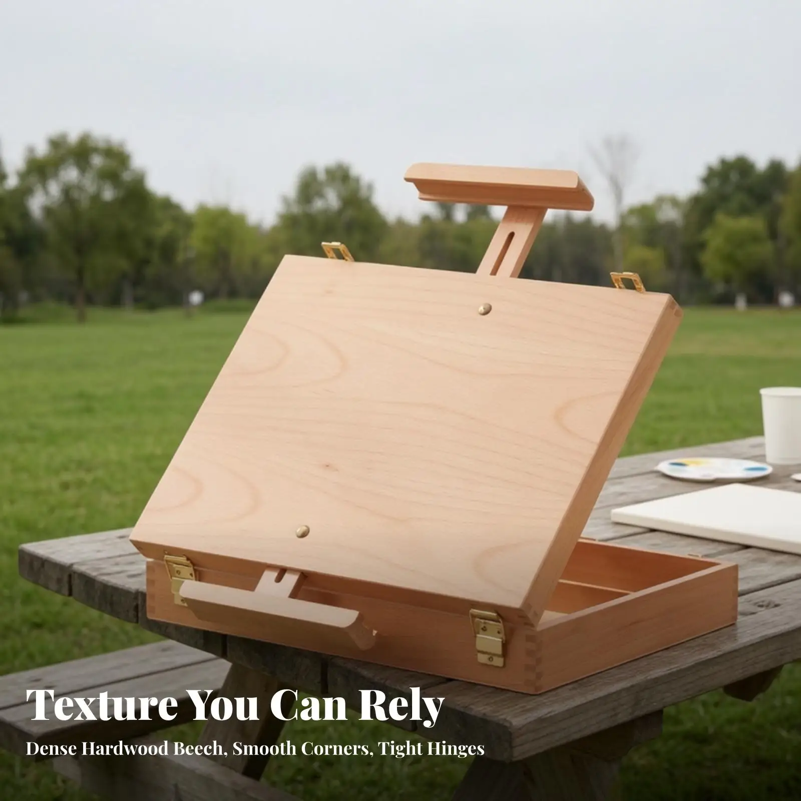 Wooden Artist Easel Box Beechwood Wood Tabletop Easel Storage Box for Artists, Studio, Classroom