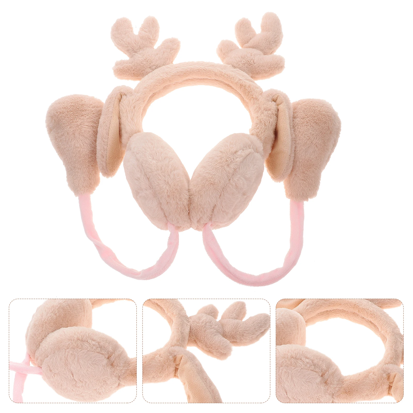 غطاء للأذنين ملون مقاوم للرياح، واقي دافئ قابل لإعادة الاستخدام لفصل الشتاء والتزلج في الهواء الطلق والتخييم وأذن قرن الوعل #4