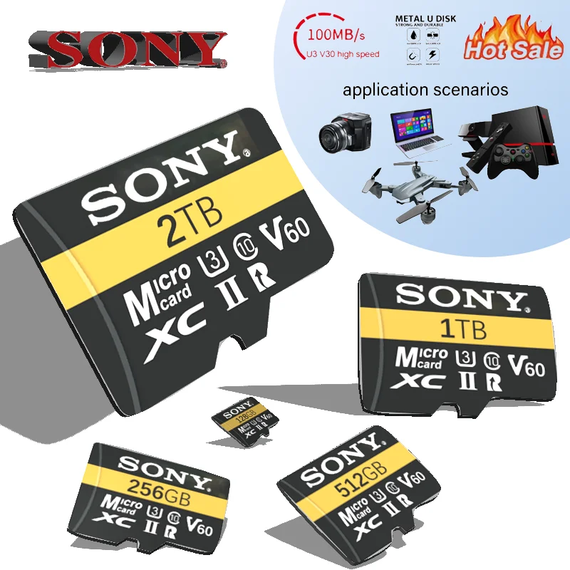 

Sony 2TB High Speed Micro SD Card Class10 V60 TF Card 1TB 512GB 128GB TF SD Card A2 U3 Mini for Lenovo Devices