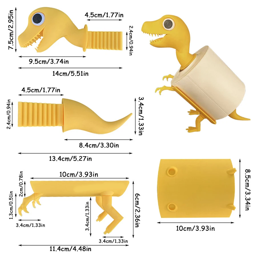 3D-Printed Dinosaur Toilet Paper Holder - Cartoon PLA Paper Towel Stand, Durable & Practical Tissue Holder for Kitchen/Bathroom