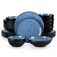 vancasso 24 Piece Ceramic Dinnerware Set Stoneware Plate Set with 6PCS Dinner Plate/Dessert/Cereal Bowl Service for 4 Person
