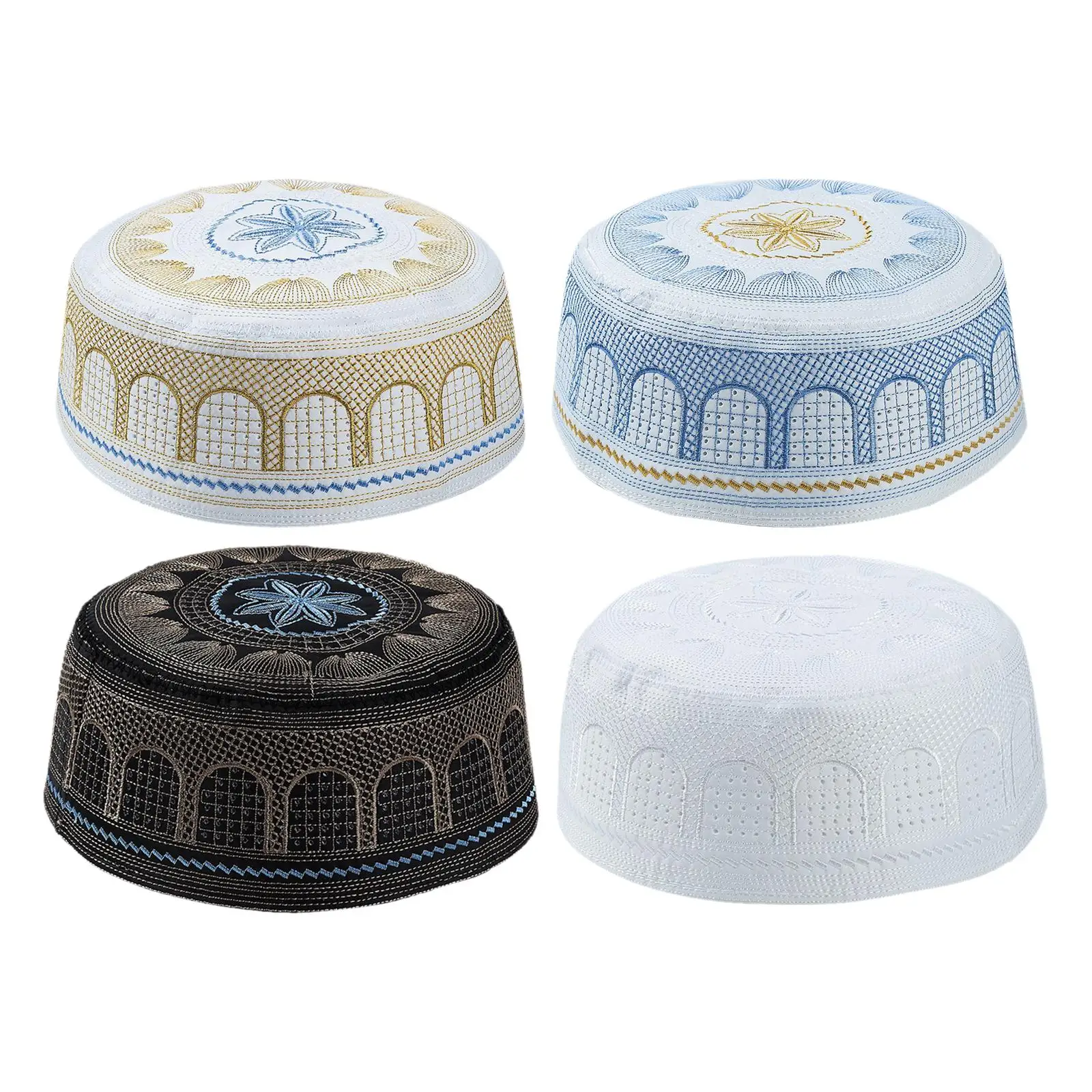 Breathable Islamic Muslim Mens Prayer Hat Turkish Embroidered Topi Gift, Circumference 56cm view 5