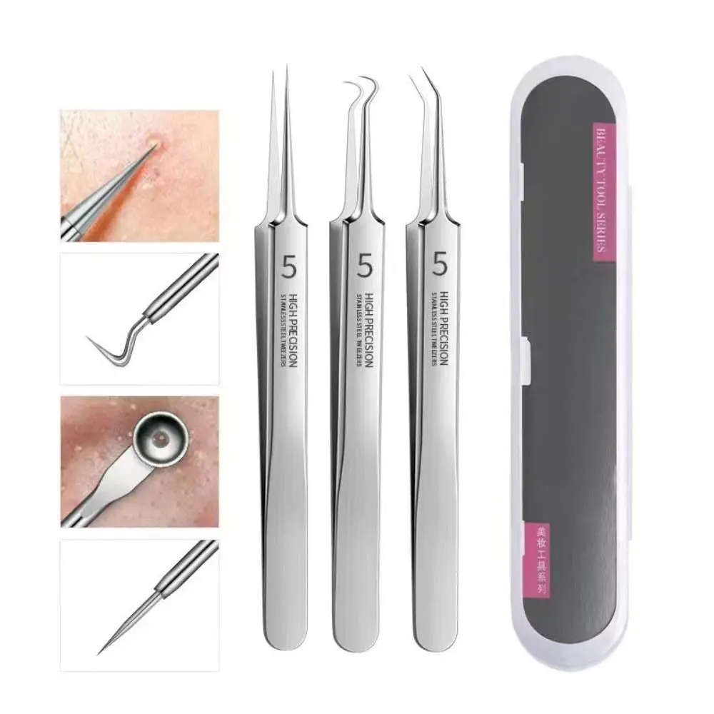 8pcs/set Skin Tool Beauty Salon Facial Care Deep Cleaner Blackhead Tweezers Cell Clip Pimple Remover Acne Needle