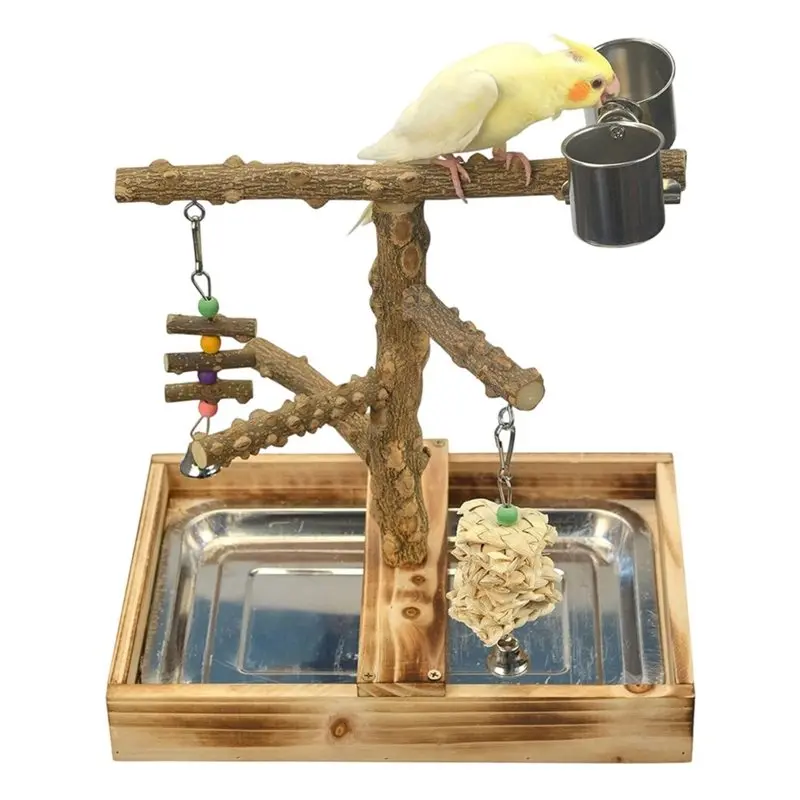 【big-deal】natural-wood-bird-playground-bird-cage-accessories