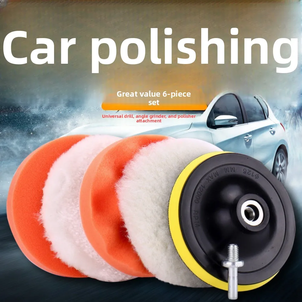 

Glossy 6-Piece Car Polishing Sponge Pad Set Foam Polishing Pad Sanding Kit Polisher Waxing Pads 3/4/5 Inch For Scratch Removal