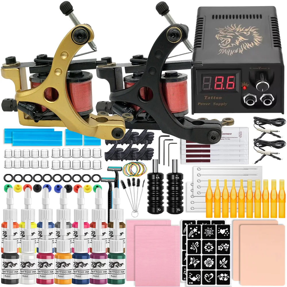 

Complete Coil Tattoo Machine Kit Lining and Shading Machine with Tattoo Power Supply Rotary Tattoo Gun Set Beginners Body Arts