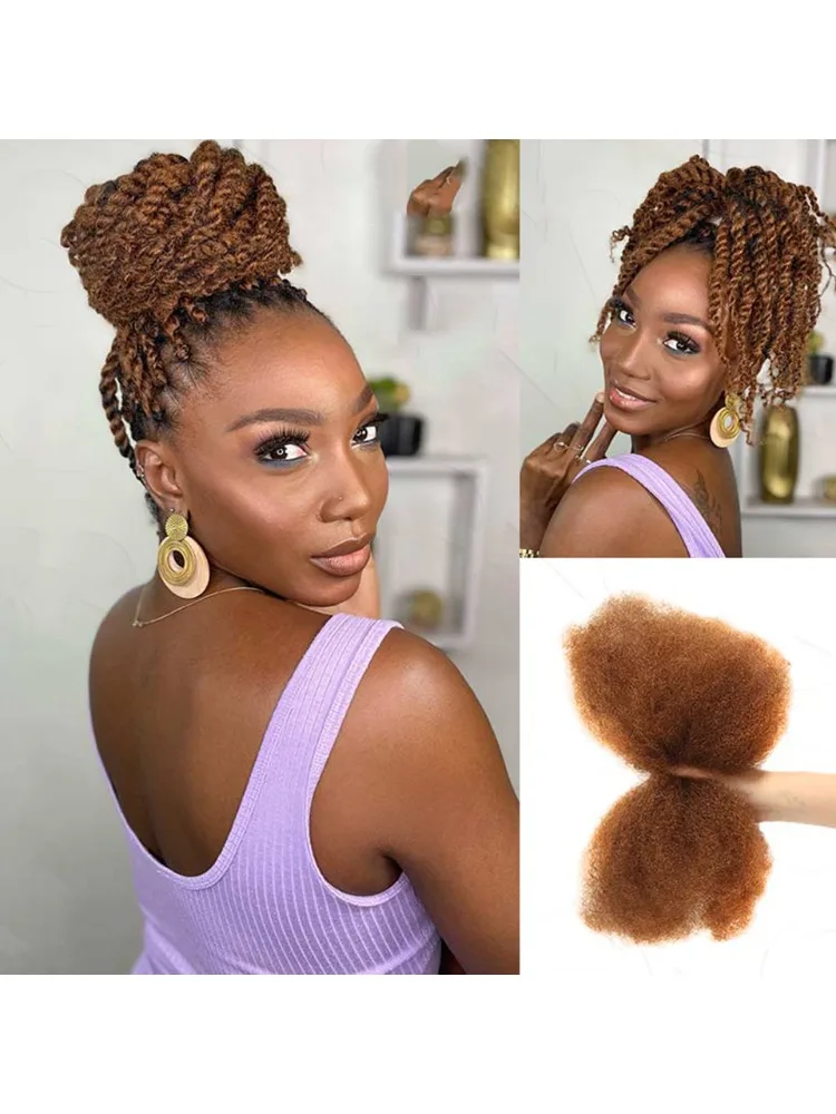 Élégant Remy cheveux en vrac pour tressage torsion QVR Afro crépus bouclés en vrac cheveux humains pour Dreadlock péruvien mixte brun 30 tresses cheveux