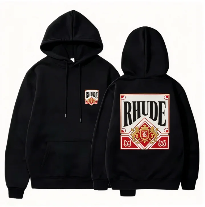 2026 Vintage European Crest Art Hooded Pullover Unisex Double Sided Ornate Frame Print Retro Street Hoodie with