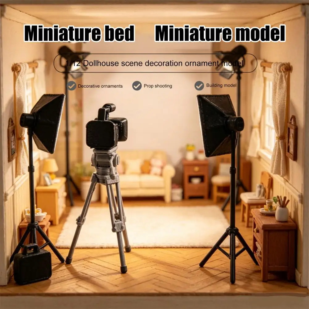 Doll Mansion Camera Accessory Mini Camera Tripod for 1 12 Scale Dollhouse Realistic Tiny Tripod Accessory Miniature for Doll