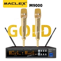 Gold !!! MACLEX UHF M9000 Long Distance Dual Channel Handheld Professional Wireless Microphone System Stage Performance MIC