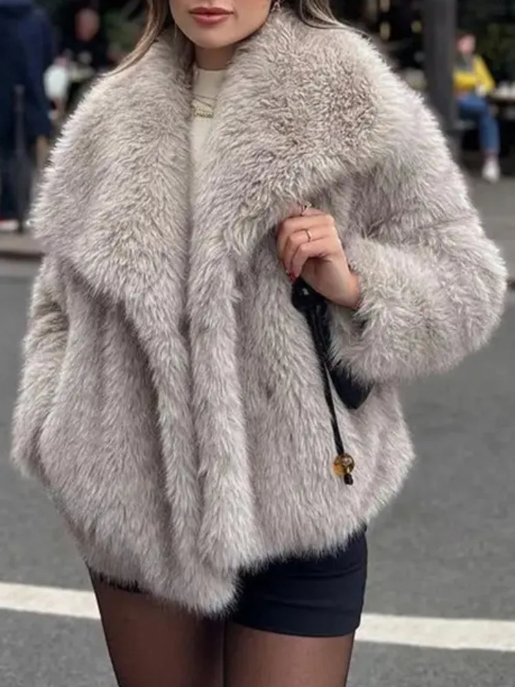 ZMEENNA Women's Burgundy Faux Fur Jacket Shaggy Coat Warm Outerwear Winter Fashion Oversized Plush Cardigan Casual ZM4106