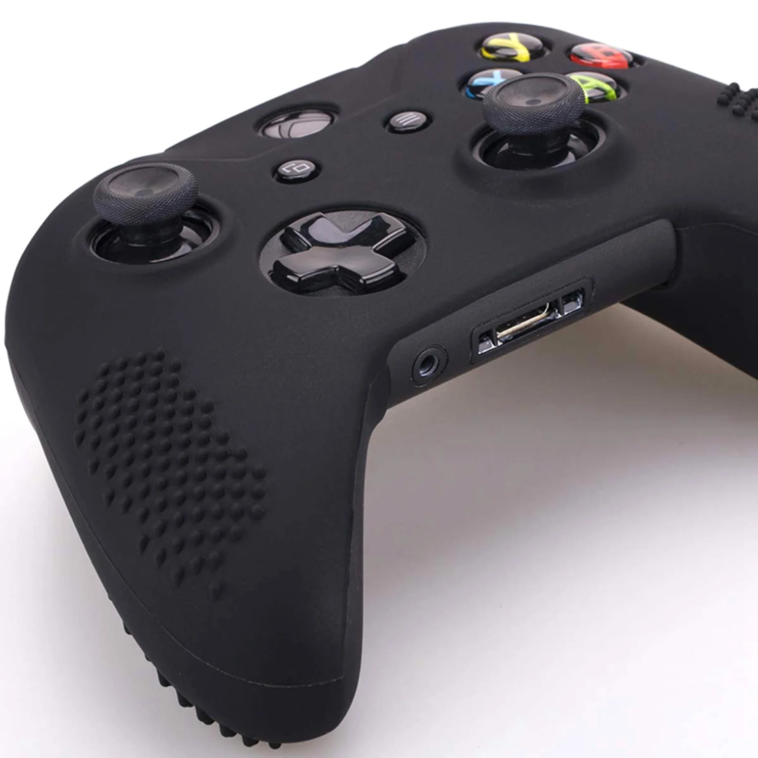 Studded Silicone Cover Skin Case for X & S Controller x 1 with Pro Thumb Grips 8 Pieces(Black)