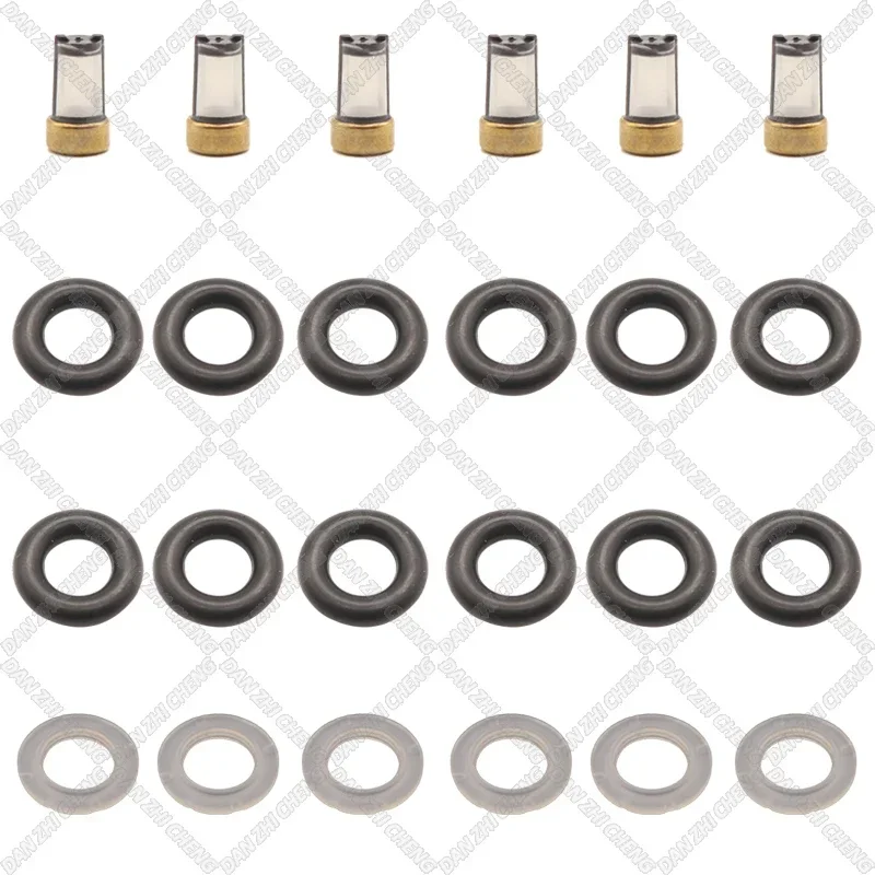 6 set Fuel Injector Service Repair Kit Filters Orings Seals Grommets for 0280156264 Tiggo A5, T11 CHERY QIYUN3 2.0 TIGGO 1.8 2.0