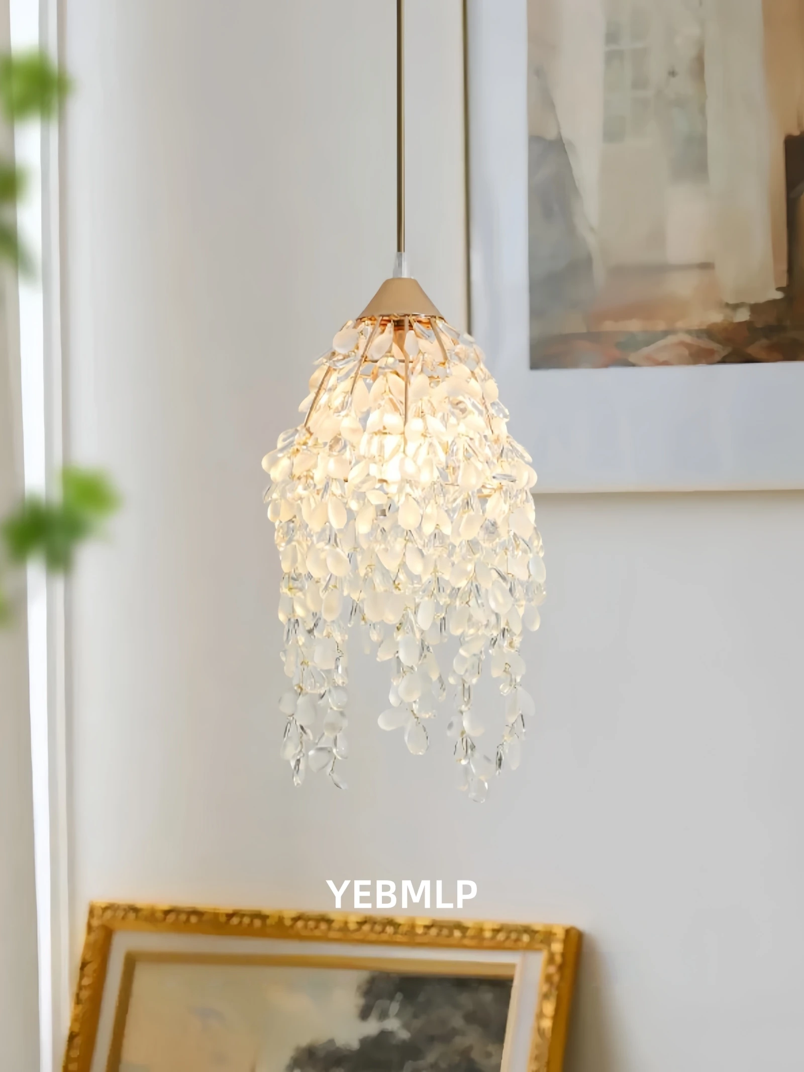 Modern Luxury Glass Grapes Pendant Light Nordic Creative Crystal Droplets Chandelier For Bedroom Living Room Decor Hanging Lamp