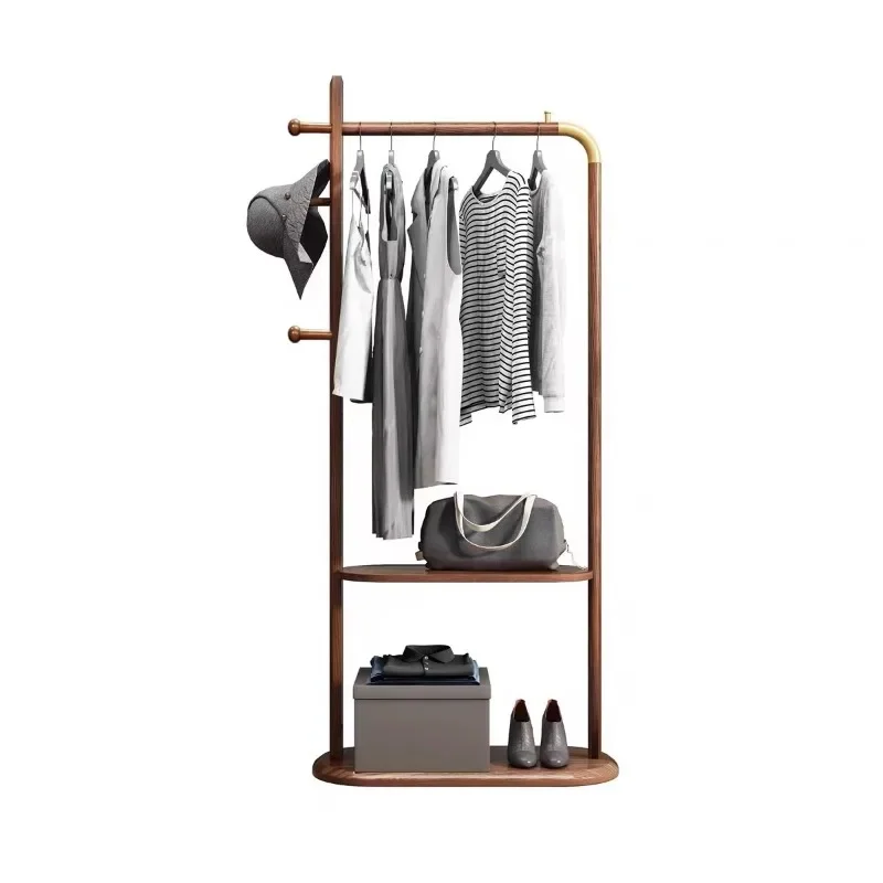 شماعة من الخشب الصلب لغرفة النوم من الأرض إلى السقف، شماعة صينية بسيطة جديدة، رف معطف داخلي، رف متعدد الوظائف #1