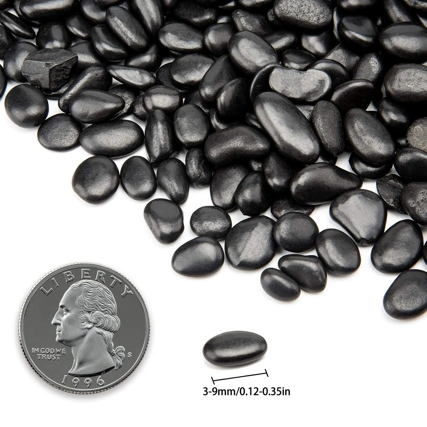 Black Natural Polished Pebbles, Small Decorative Gravel Stones, Succulent Plant Gravel, Vase Fillers Home Landscaping Decor