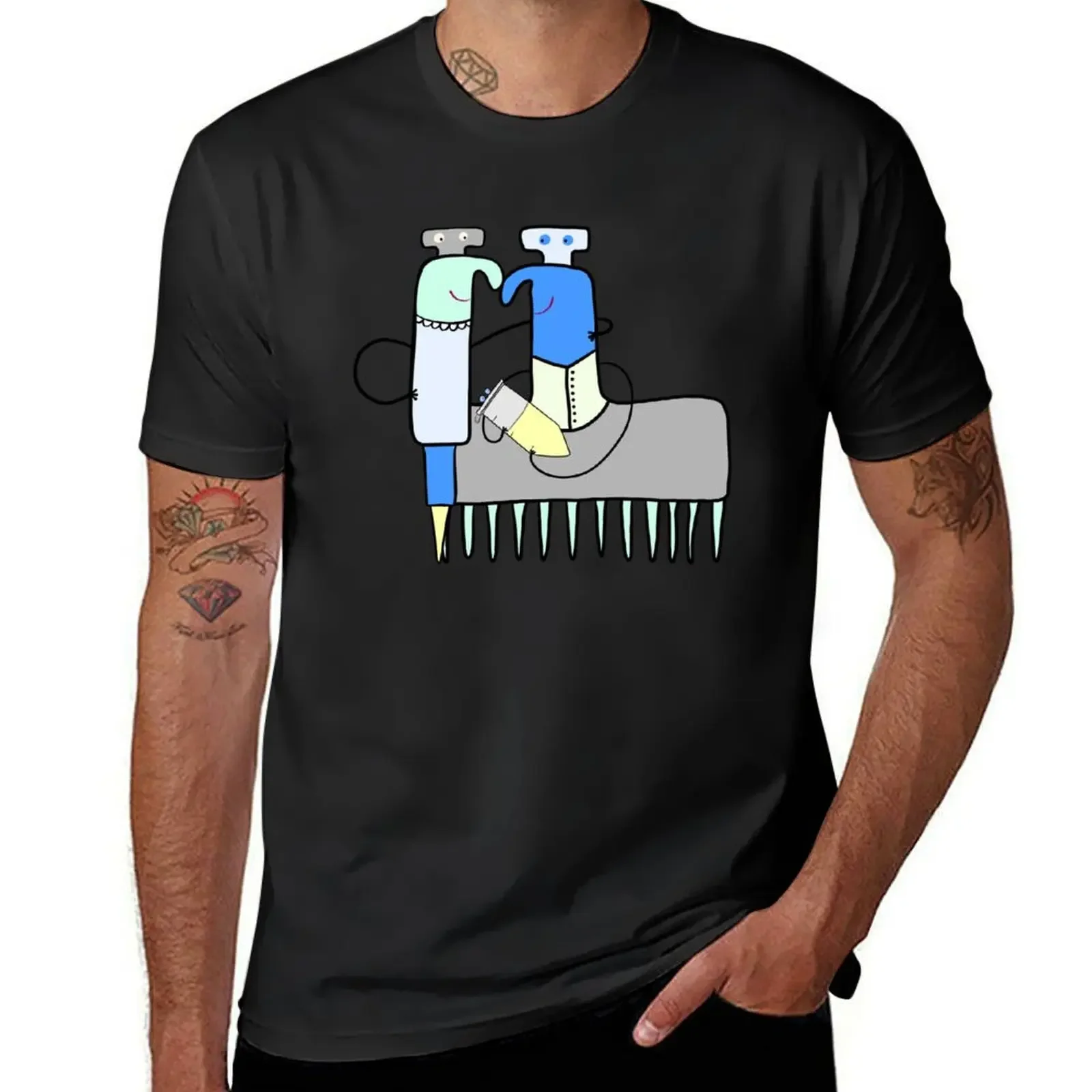 Pipette and PCR Tube family T-Shirt blue archive sports fans shirts graphic tee Luxury man Short sleeve tee men