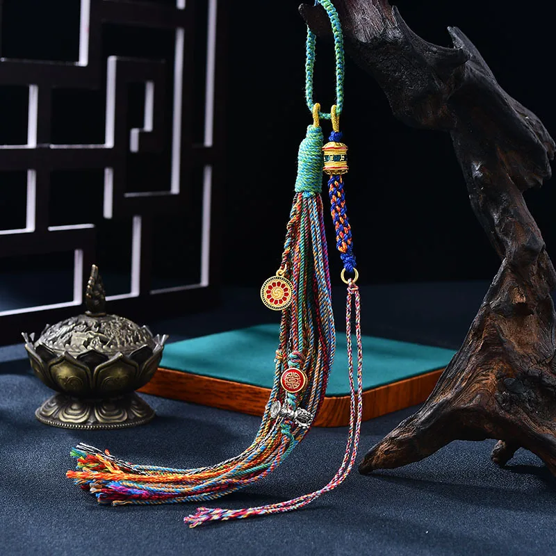 Hand-woven Pendant Lanyard Color Bag hanging Tangkazakilam Male Female Ethnic Style Retro Match Key Chain Car Pendant Accessory