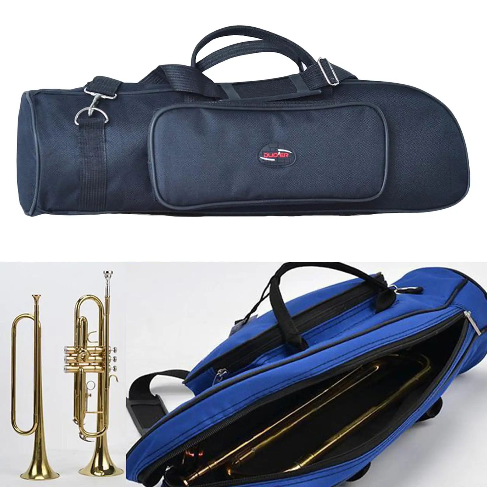 Lightweight Wind Instrument Trumpet Horn Carrying Gig Case Oxford Cloth Water-resistant Zipper Padded Adjustable Shoulder Bags