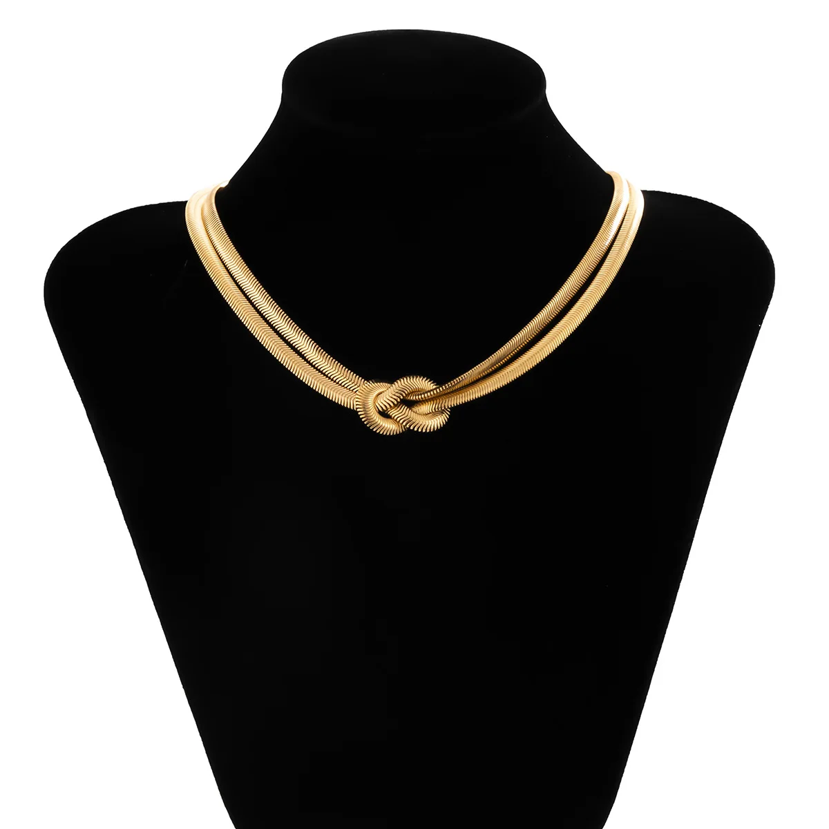 Gold Thick Necklace Women Neck Chains Twist Knot Choker Party Punk Geometric Clavicle Collar