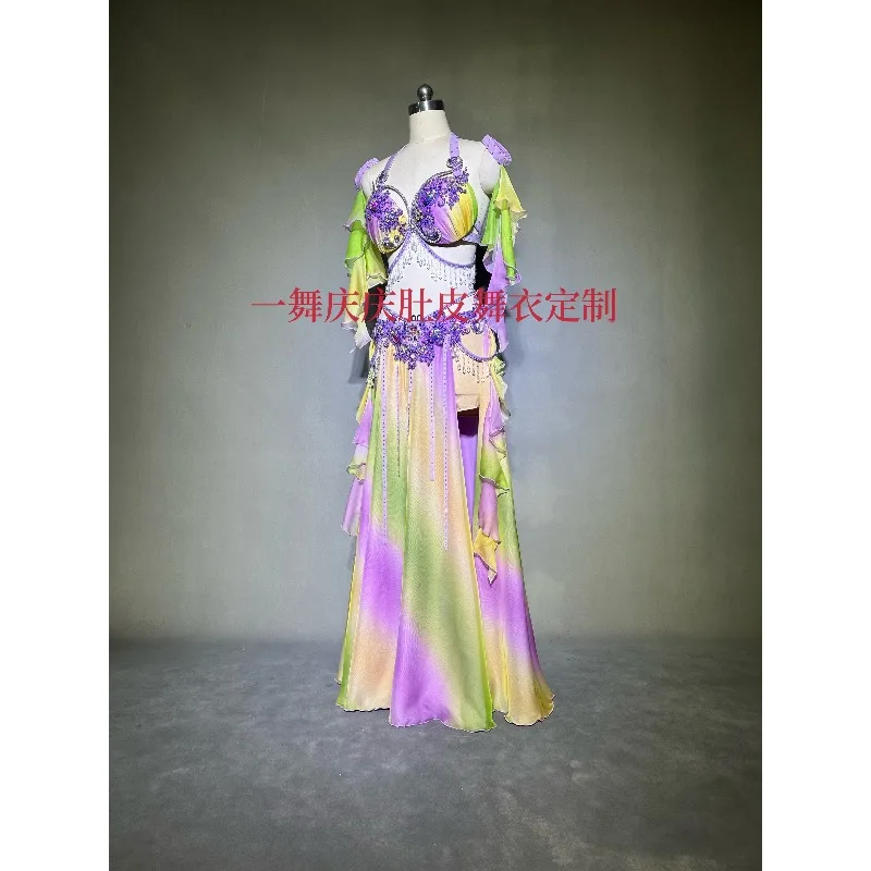 Customized Belly Dance Costumes Design Gradient Color Performance Competition Costume Belly Dancing Bra Skirt
