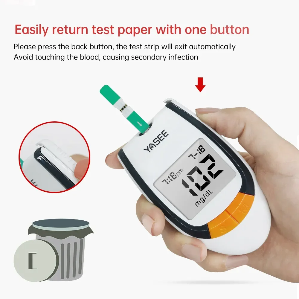 YASEE GLM-77 GLS-77 kan şekeri 100 adet Test şeridi + 100 adet Lancet