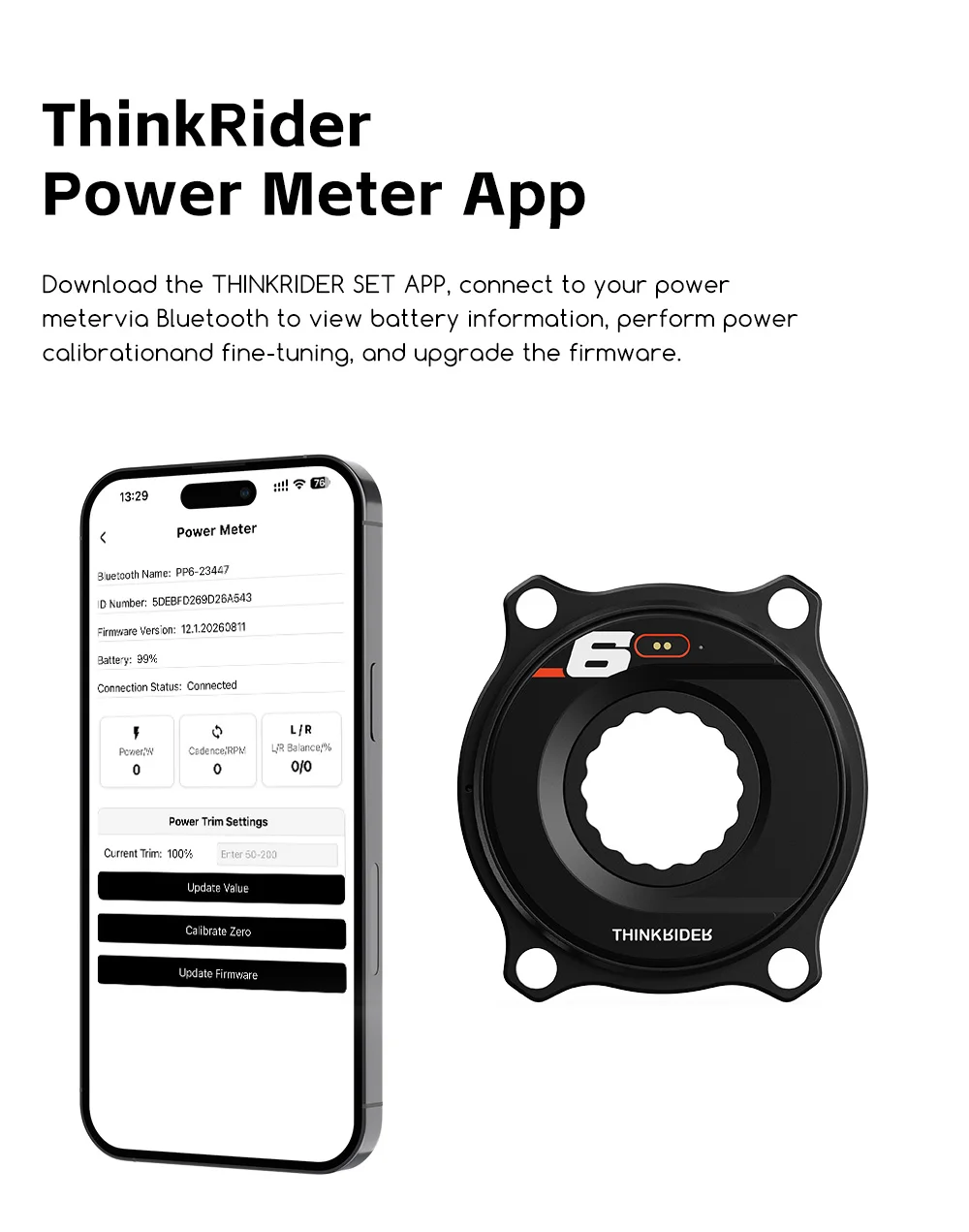 THINKRIDER PP6 Spider Power Meter 4 Bolzen 110BCD 24mm Trittfrequenz-Pedal-Balance BLE ANT+ Kurbelgarnitur Kettenblatt für Shimano – Detail 10