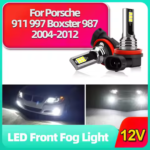 2PCS For Porsche 911 997 2004-2012 Boxster 987 2004-2012 LED Fog Light Bulb H8 H11 Car Front Fog Lamp 6000K White Foglights 12V