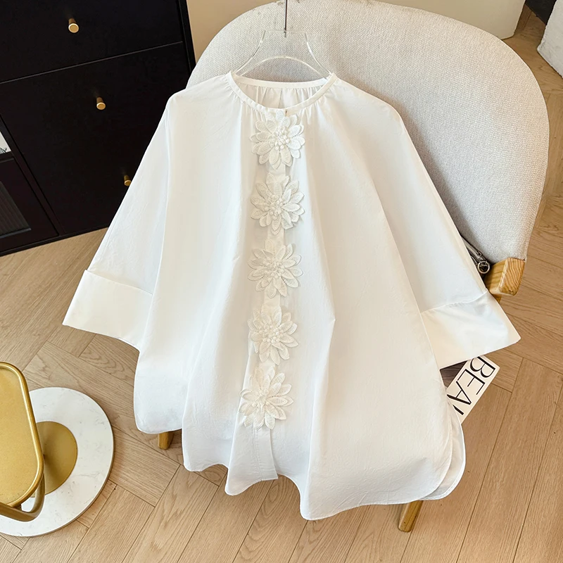 

Summer 2026 New Women's plus Size Fashionable Loose Seven-Quarter Sleeve round Neck Cowl Neck T-Shirt Base Shirt Commute Style