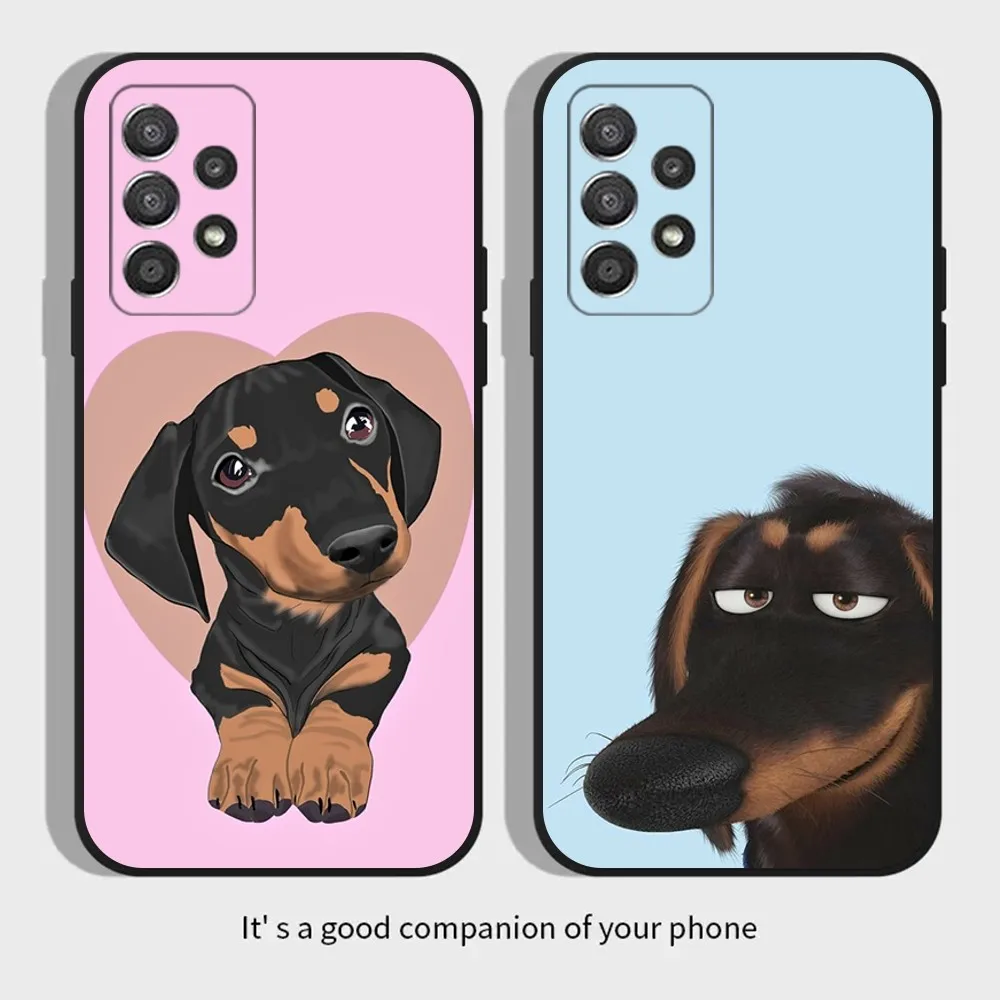 Dachshund Sausage Dog Phone Case For Samsung Galaxy A13,A21s,A22,A31,A32,A52,A53,A71,A80,A91 Soft Black Cover