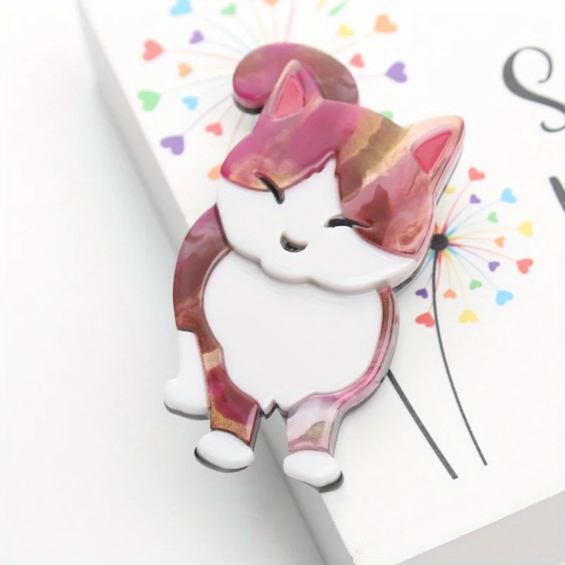 دبوس بروش على شكل حيوان القط الكرتوني ، شخصية أكريليك أنيقة لطيفة ، شارة الرجال والنساء ، إحساس كبير