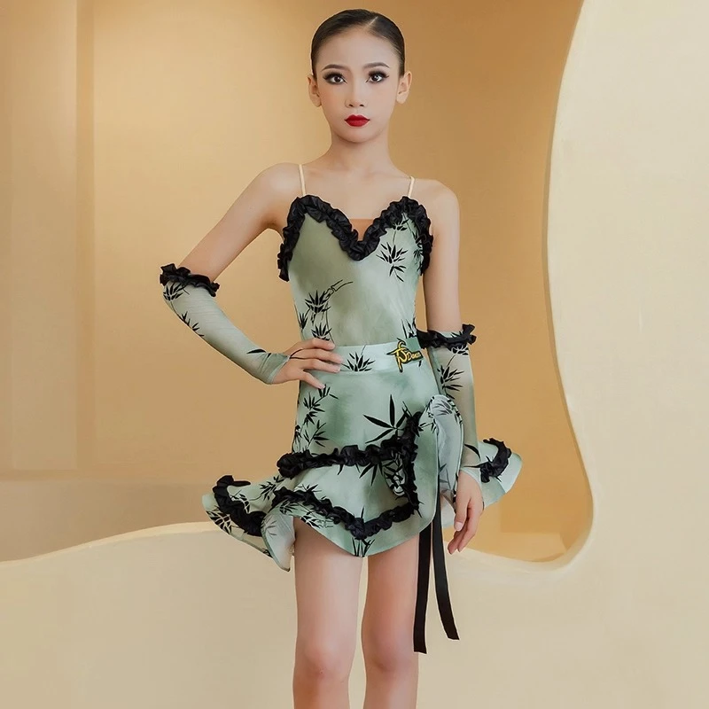 Costumes de danse de style chinois, vêtements d'entraînement à bretelles pour danse latine, costumes de performance cheongsam professionnels amincissants