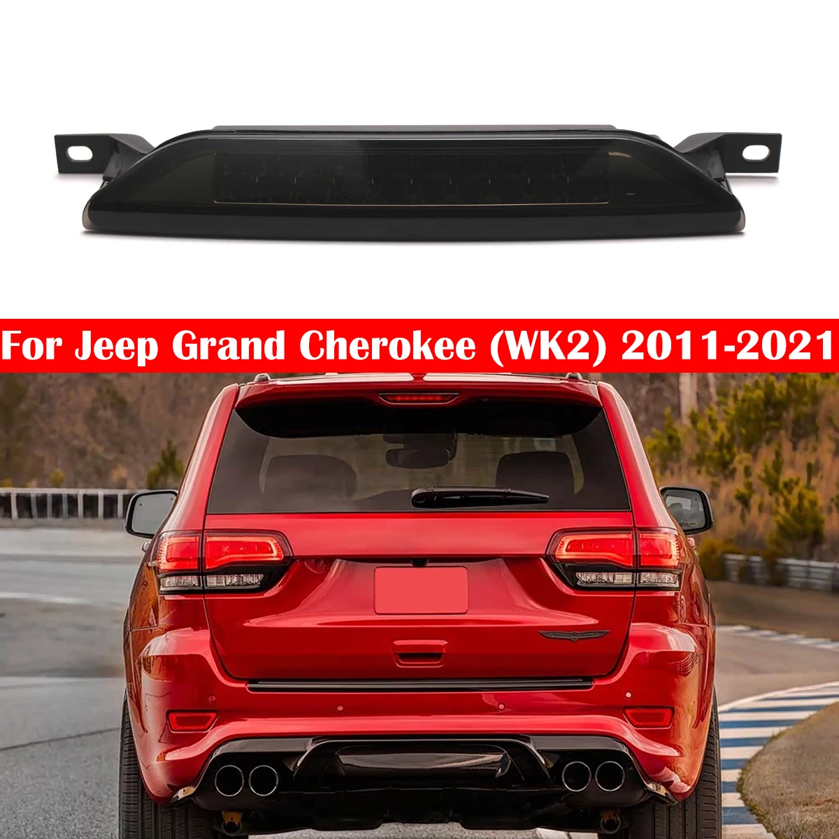 Led Black High Mount 3rd Brake Stop Light 5303754AC for Jeep Compass 07-16 Grand Cherokee 11-21 Dodge Caliber 07-12 Durango11-20