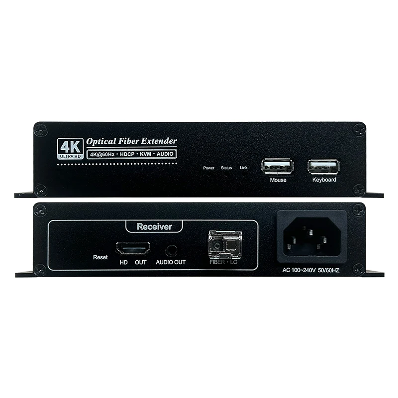 Amoonsky-extensor de fibra óptica HTR4K 4K, puerto LC Multimedia, 10KM, 20KM, transmisión de Audio y vídeo, extensor de fibra óptica 4K