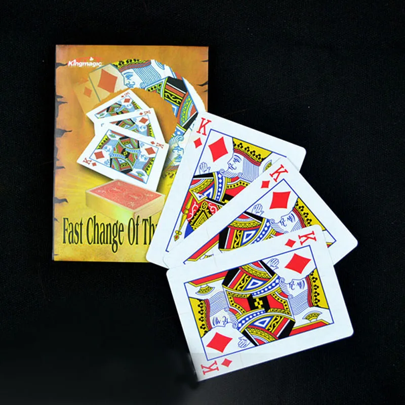 

1 Set Fast Change Of Three King Card Magic Tricks Colse Up Magic Props Street Magician Gimmick Accessory