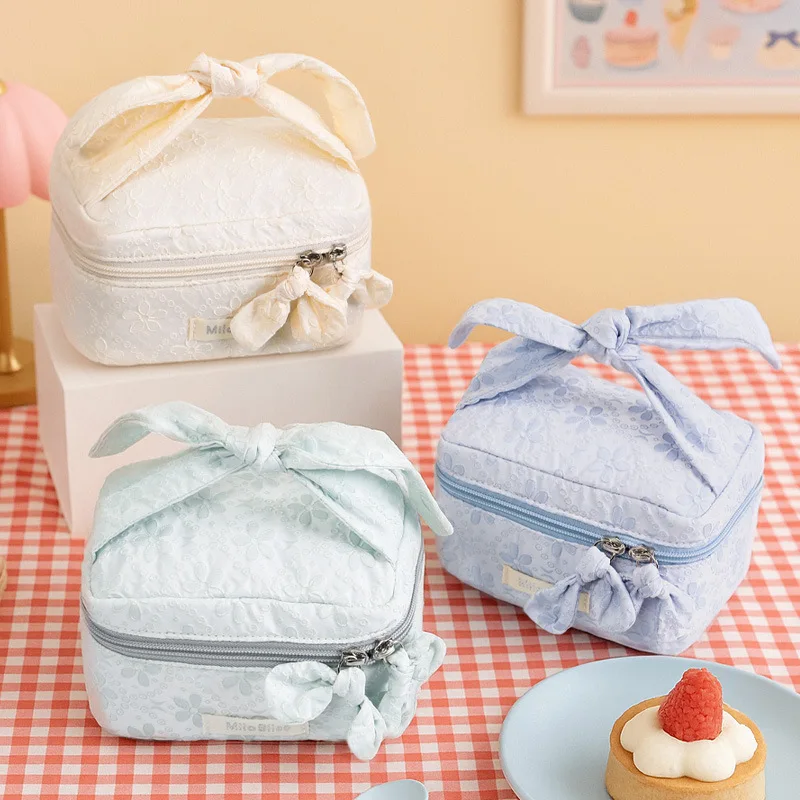 

Ladies' Makeup Bag Korean Butterfly Strap Rural Style Sweet Handheld Portable Large Capacity Travel Multifunctional Storage Bag