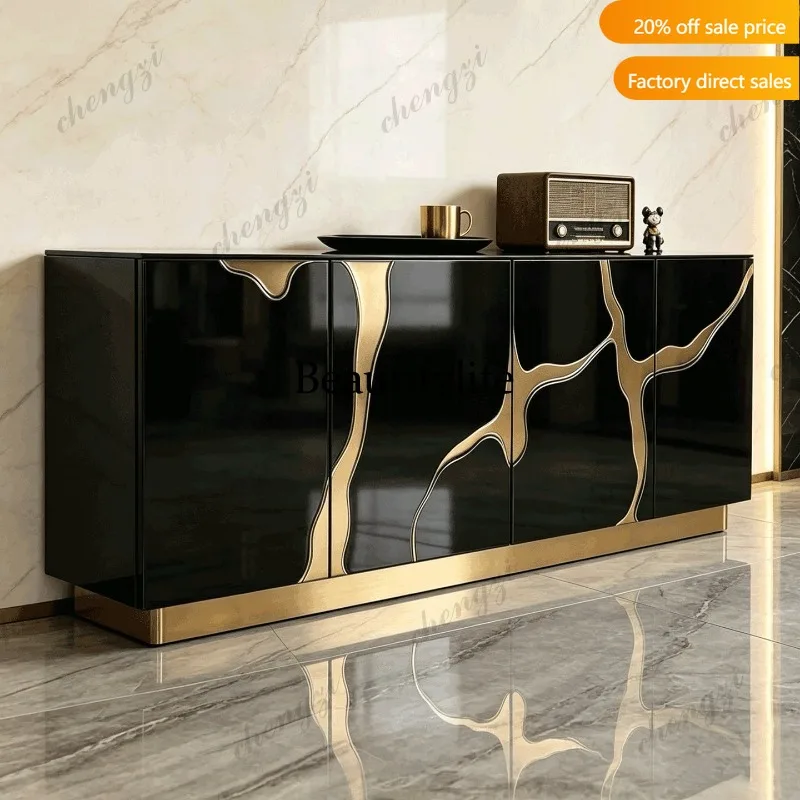 QQ Italian light luxury door cabinet, living room engraved storage cabinet, high-end storage and dining side cabinet