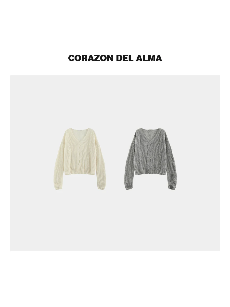 

Luxury Silk Camere Wool Blend Vintage V-ne 3D Knotted Sweater Women's Loose Fit Long Sve Warm Autumn Winter Knitted Top