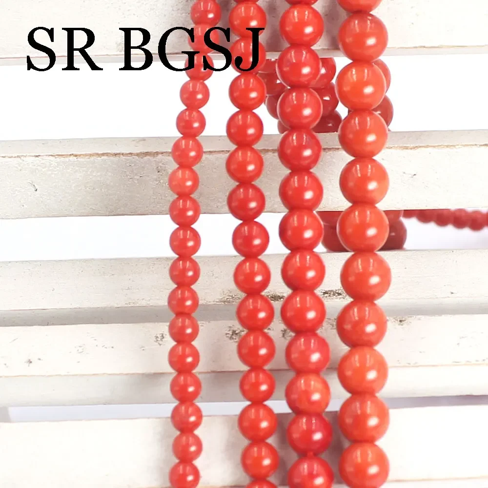 3-8mm Keshi Round Jewelry Design Loose Real Genuine Natural Small Spacer Red Coral Beads 15\