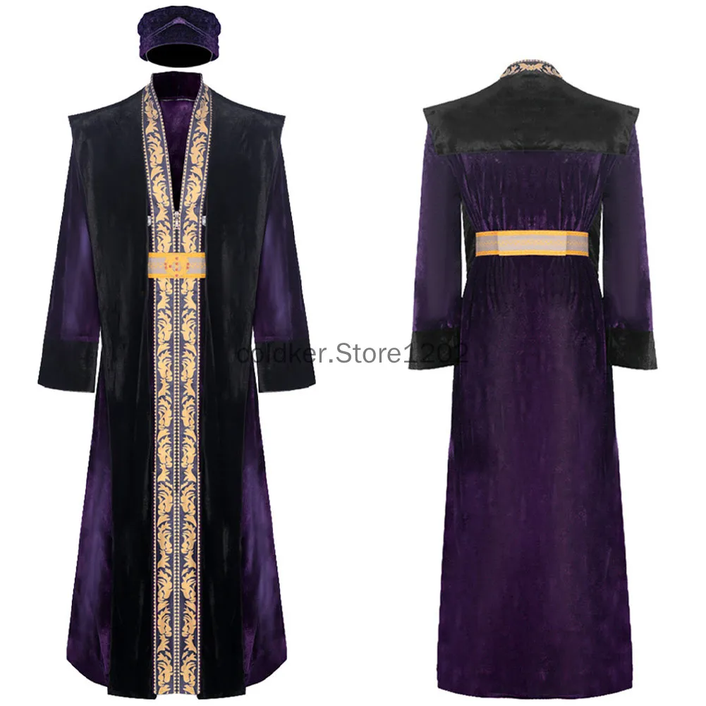 

Albus Wizard Costume Men With Wig Magic Movie Robes Grey Wizard Outfit Adults Halloween Costumes For Men Fantasia Outfit