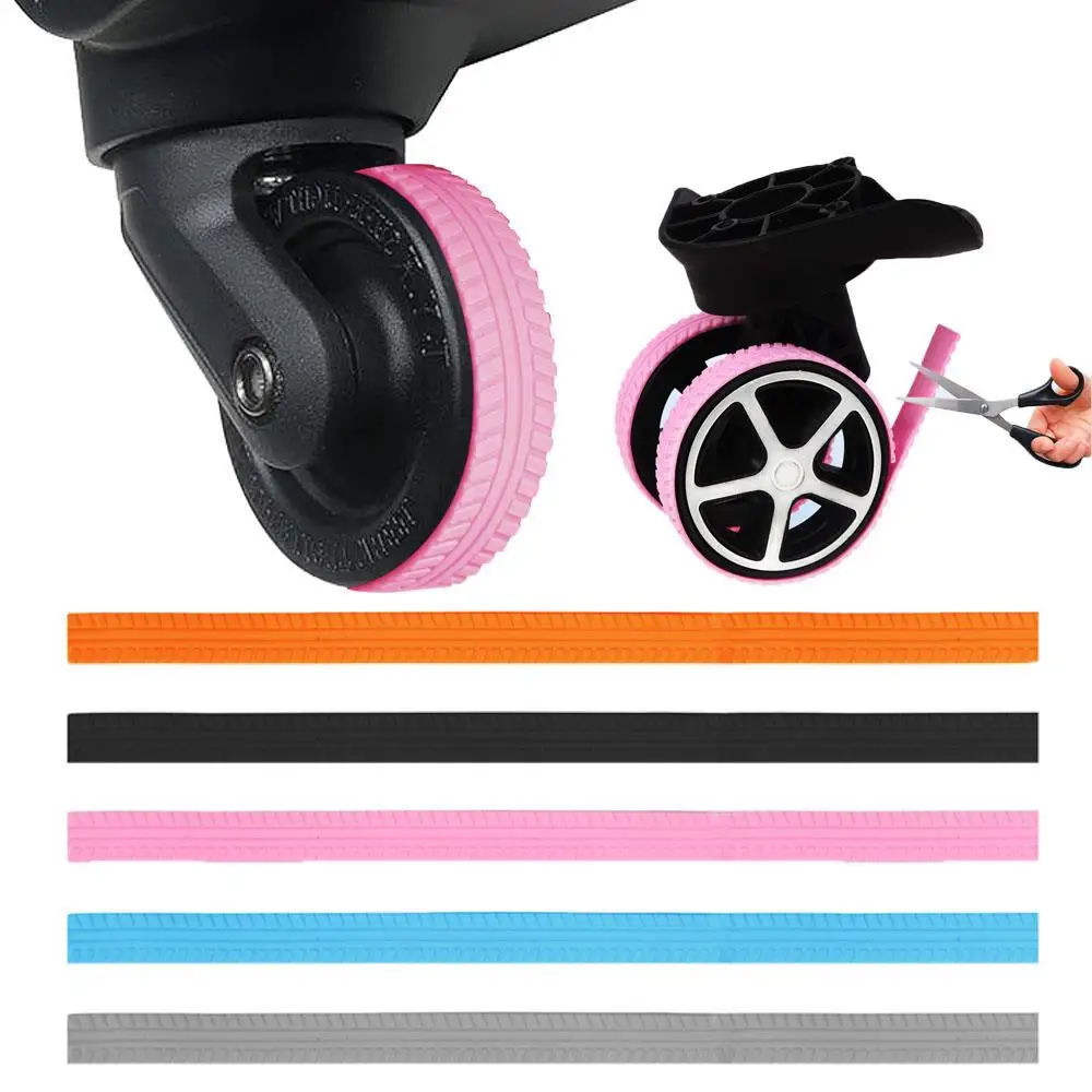 4Pcs DIY Silicone Wheels Caster Shoes Cuttable Luggage Wheels Protector Protection Case Silent Wheels Guard Cover Accessory