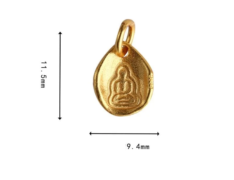 Tibetan Buddha Statue Charm 100% 925 Silver Gold Plated Lucky Amulet Pendant