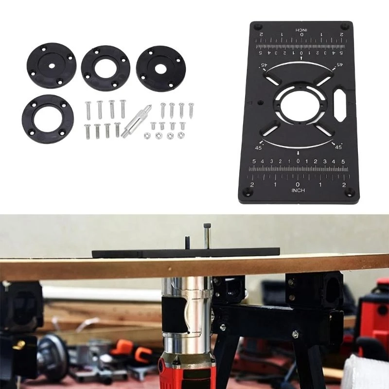 

02DC Aluminum Router Table Insert Plate Trimming Machine Flip Board For Woodworking Project Trimming Machine Application