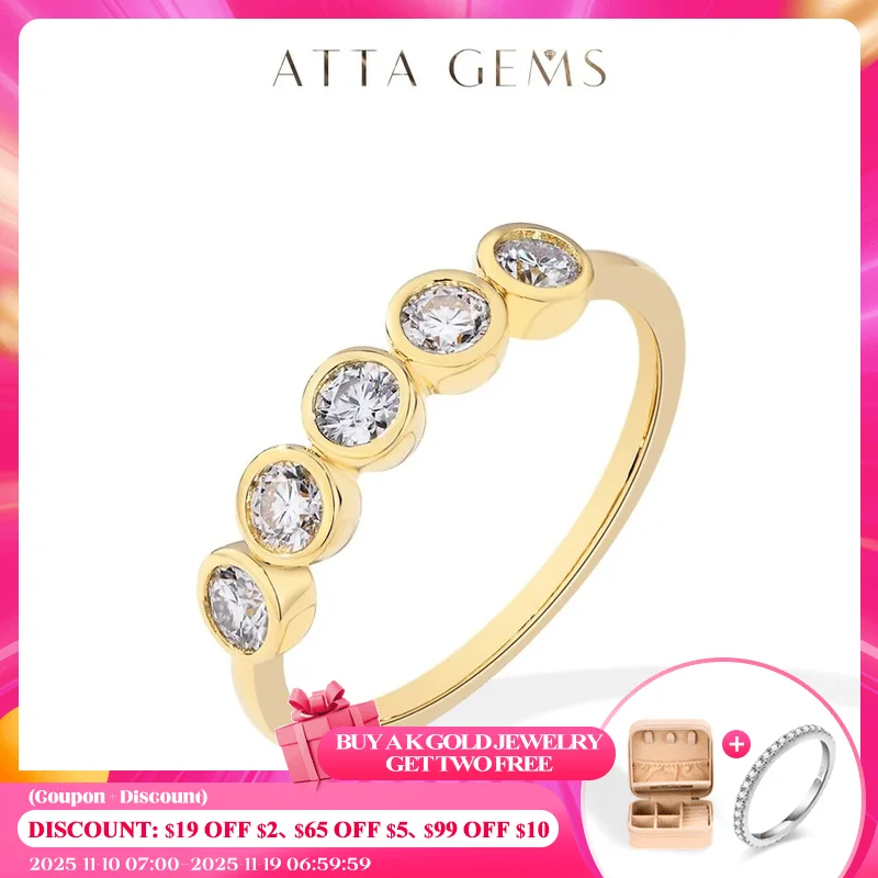 

ATTAGEMS Moissanite Ring DVVS1 Diamond Round Cut 0.5CT for Women Solid 18K 14K 10K Gold Engagement Wedding Band Fine Jewely Gift