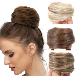 Messy Bun Hair Piece Straight Chignon Extension Mini Rubber Band Hair Bun Scrunchies Synthetic Donut Wig Accessory Updo Bun Hair