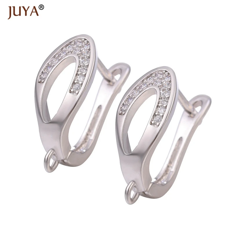 

JUYA Ear Hook Micro-inlaid Zircon Earrings Clasp Gold//Rose gold/Black Manual DIY Earrings Accessories Wholesale
