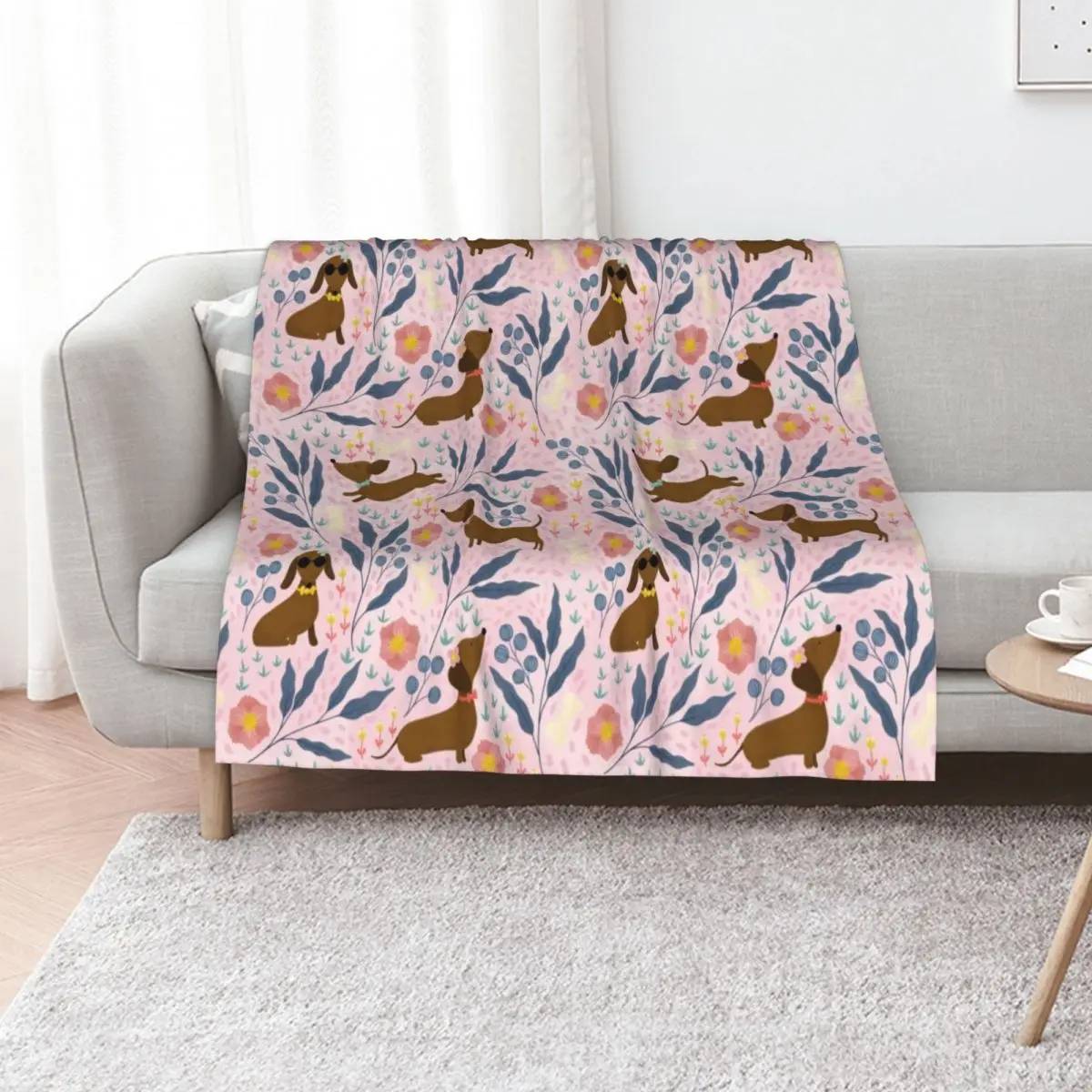 Floral Sausage Dogs Throw Blanket wednesday Decorative Beds Beautifuls Sofa Loose Weighted Blankets
