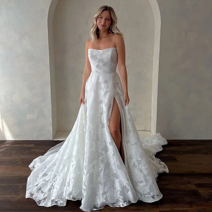 

Модные свадебные платья с открытыми плечами без рукавов, свадебные платья со шлейфом для женщин, вечернее платье, платья de novia